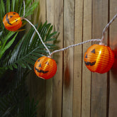 Jack-O-Lantern Paper Lantern Halloween Lights - Clear - 8.5' White Wire - 10ct